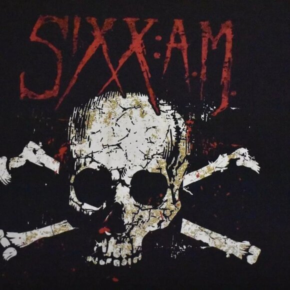 Sixx A.M. Mens Sixx AM Rock Band Darkness Skull Black Shirt New Large, XL - Picture 3 of 3